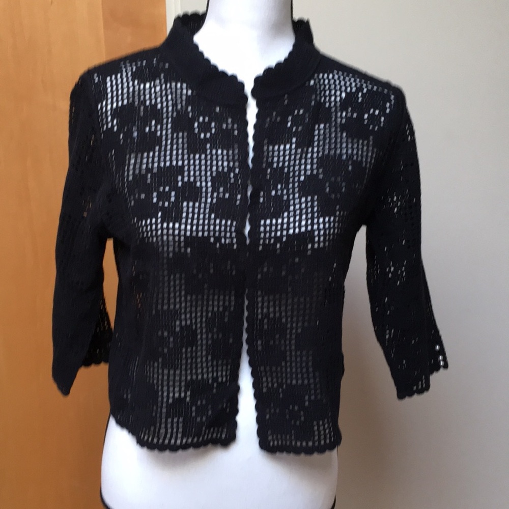- Athro Field Flowers lace crochet cardigan …NWOT
